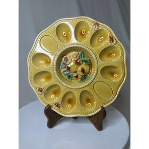 LEGO Vintage Ceramic Deviled Egg Dish 9". Several small chips